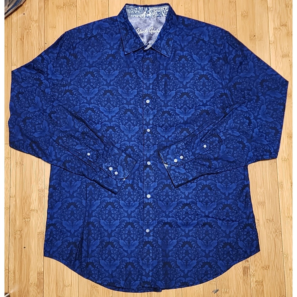 Robert Graham Mens XL Shirt Classic Fit Blue Paisley Long Sleeve Button Down